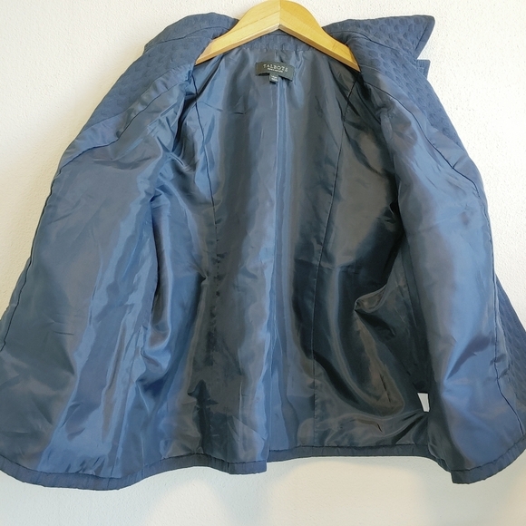Talbots Blue Polka Dot Textured Cropped Jacket Plus Size 14WP Career Office - Picture 7 of 9